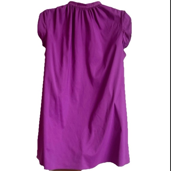 Nicole Miller Ruffle Neckline Tank Top Sleeveless Blouse Solid Purple Pullover M - Picture 3 of 8